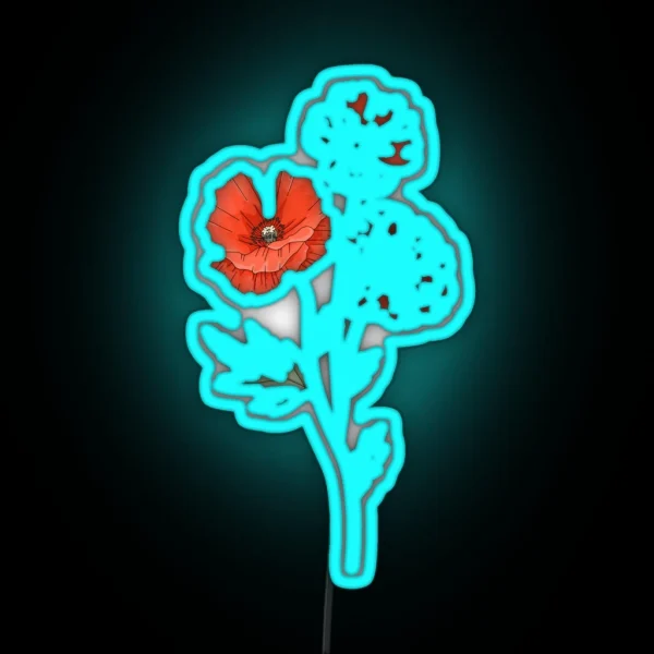 Red Poppy Flowers RGB Neon Sign