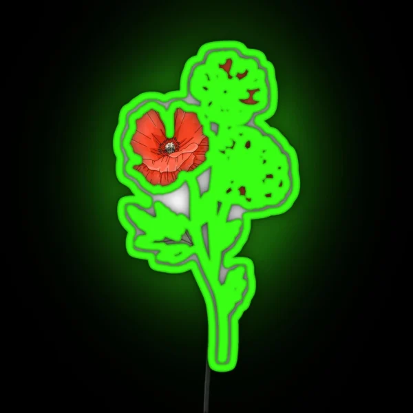 Red Poppy Flowers RGB Neon Sign