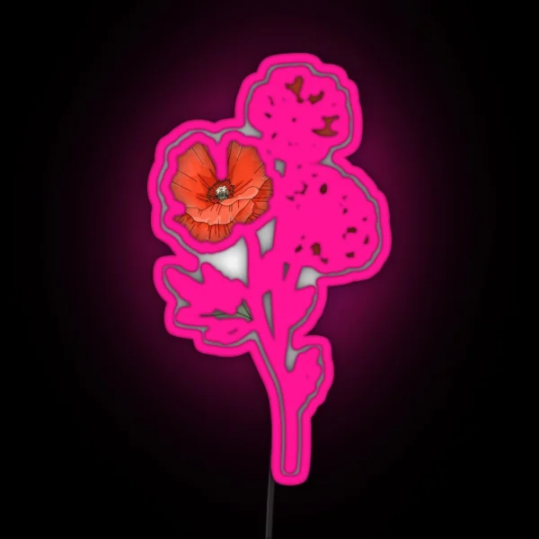 Red Poppy Flowers RGB Neon Sign
