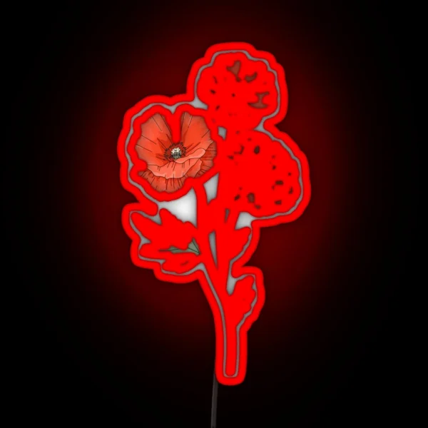 Red Poppy Flowers RGB Neon Sign