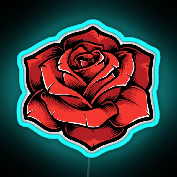 Red Rose Illustration Tattoo Cutout Hydro Laptop Led RGB Neon Sign