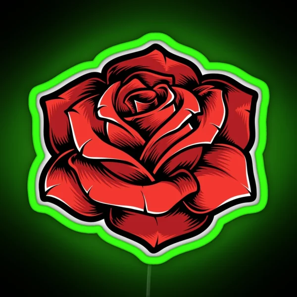 Red Rose Illustration Tattoo Cutout Hydro Laptop Led RGB Neon Sign