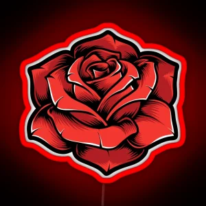 Red Rose Illustration Tattoo Cutout Hydro Laptop Led RGB Neon Sign