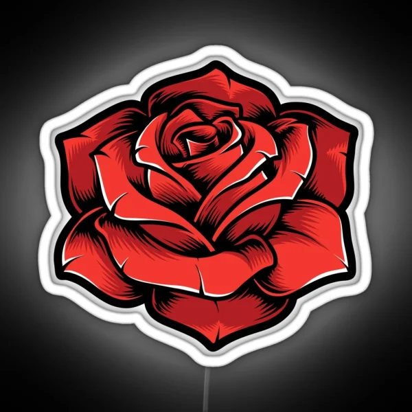 Red Rose Illustration Tattoo Cutout Hydro Laptop Led RGB Neon Sign