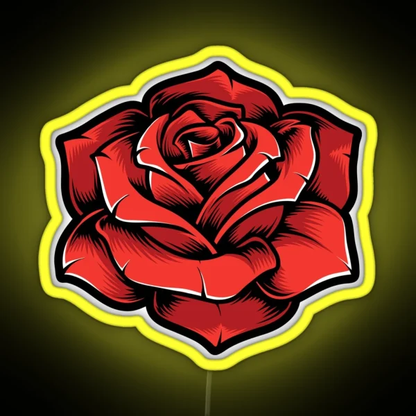 Red Rose Illustration Tattoo Cutout Hydro Laptop Led RGB Neon Sign