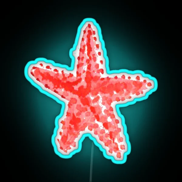 Red Starfish Watercolor RGB Neon Sign