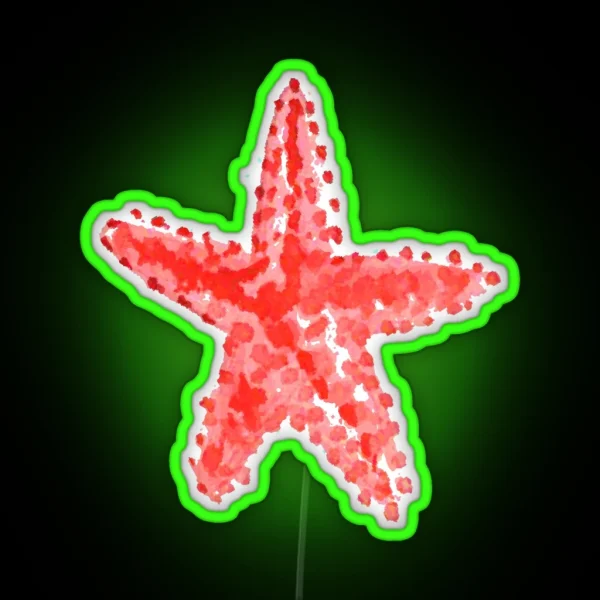 Red Starfish Watercolor RGB Neon Sign