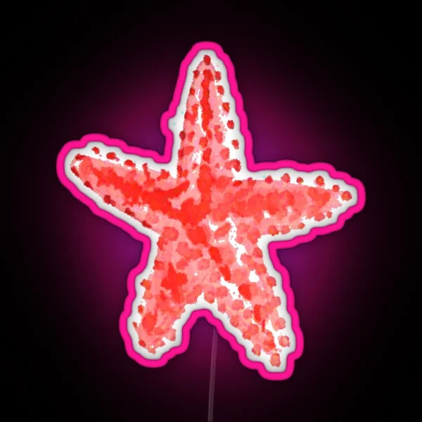 Red Starfish Watercolor RGB Neon Sign