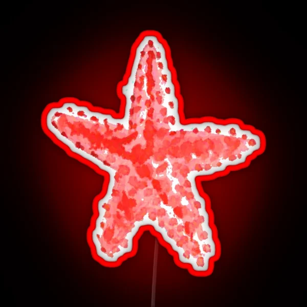 Red Starfish Watercolor RGB Neon Sign
