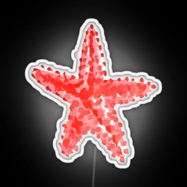 Red Starfish Watercolor RGB Neon Sign