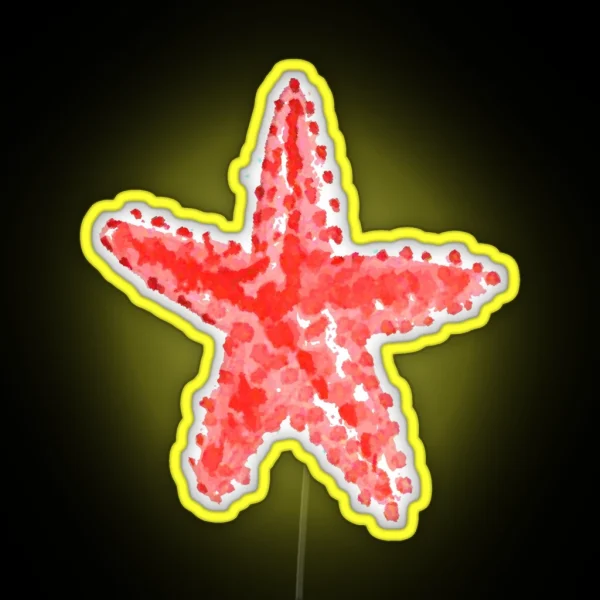 Red Starfish Watercolor RGB Neon Sign