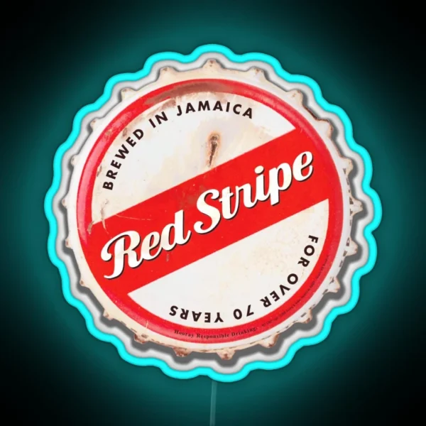 Red Stripe Bottle Cap RGB Neon Sign