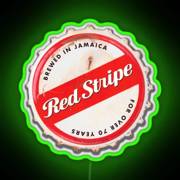Red Stripe Bottle Cap RGB Neon Sign