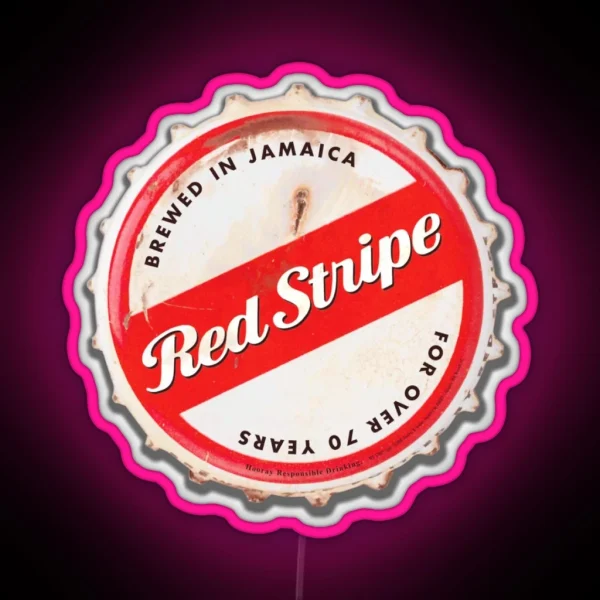 Red Stripe Bottle Cap RGB Neon Sign