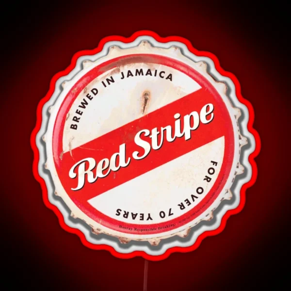 Red Stripe Bottle Cap RGB Neon Sign