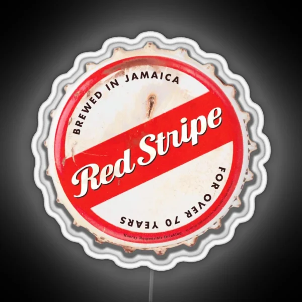 Red Stripe Bottle Cap RGB Neon Sign