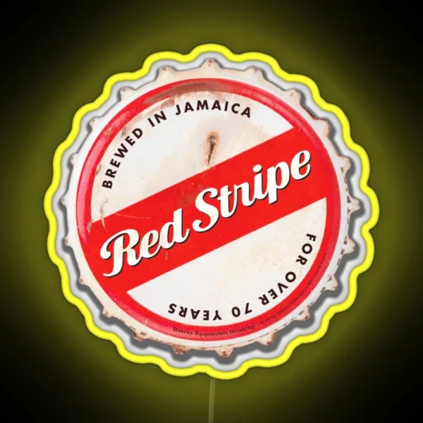 Red Stripe Bottle Cap RGB Neon Sign