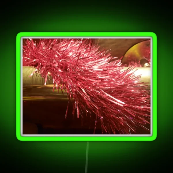 Red Tinsel On Brass Bar RGB Neon Sign
