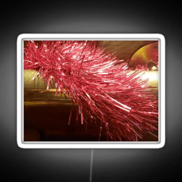 Red Tinsel On Brass Bar RGB Neon Sign