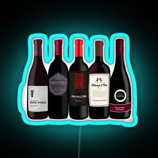 Red Wine Bottles RGB Neon Sign