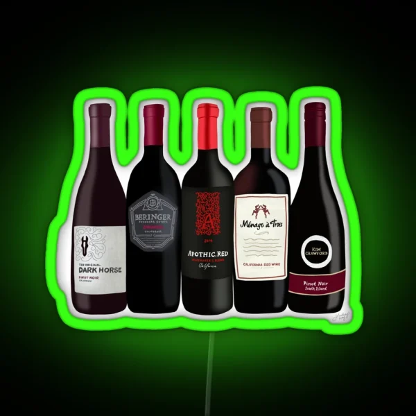 Red Wine Bottles RGB Neon Sign