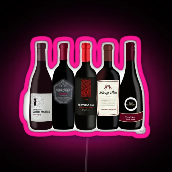 Red Wine Bottles RGB Neon Sign