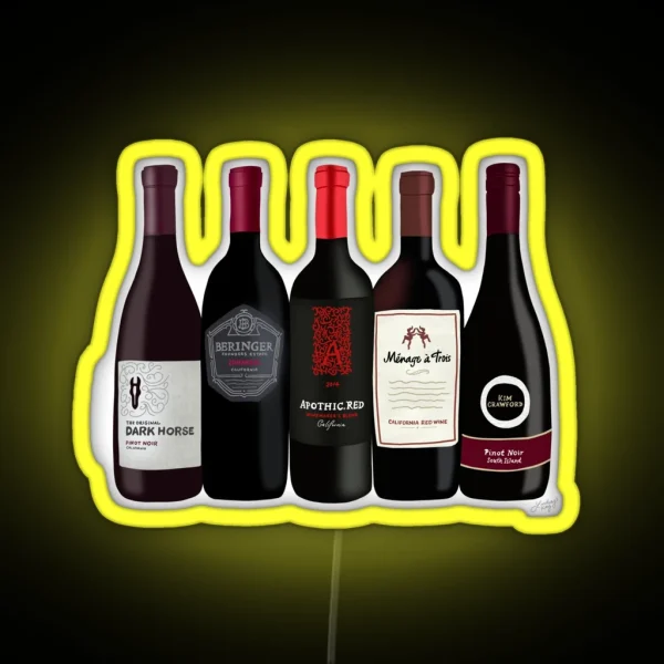Red Wine Bottles RGB Neon Sign