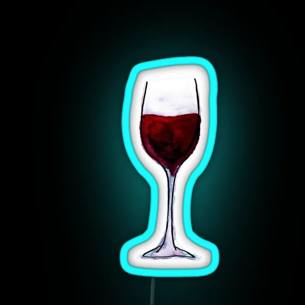 Red Wine Watercolor Illustration RGB Neon Sign