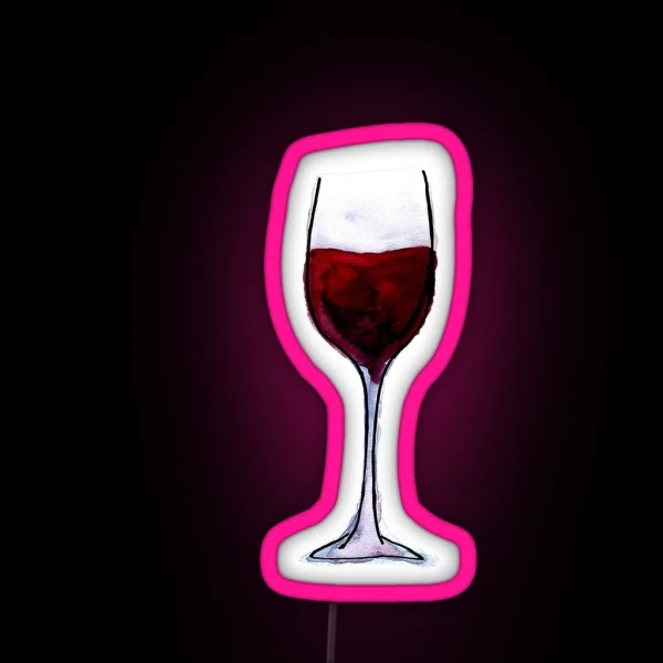 Red Wine Watercolor Illustration RGB Neon Sign