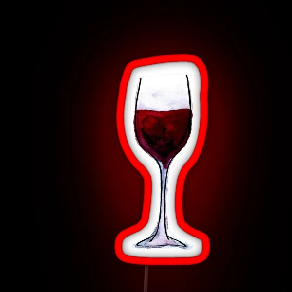 Red Wine Watercolor Illustration RGB Neon Sign