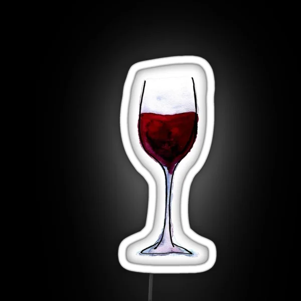 Red Wine Watercolor Illustration RGB Neon Sign