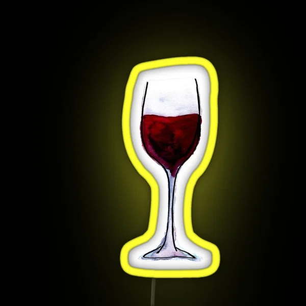 Red Wine Watercolor Illustration RGB Neon Sign