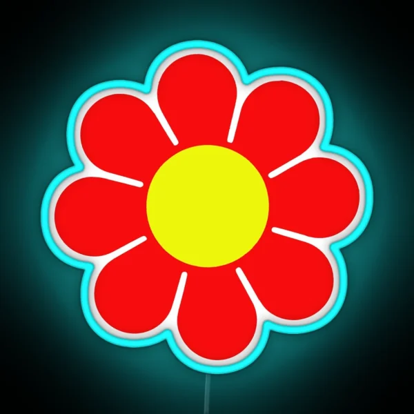 Red Yellow Hippy Flower Daisy RGB Neon Sign