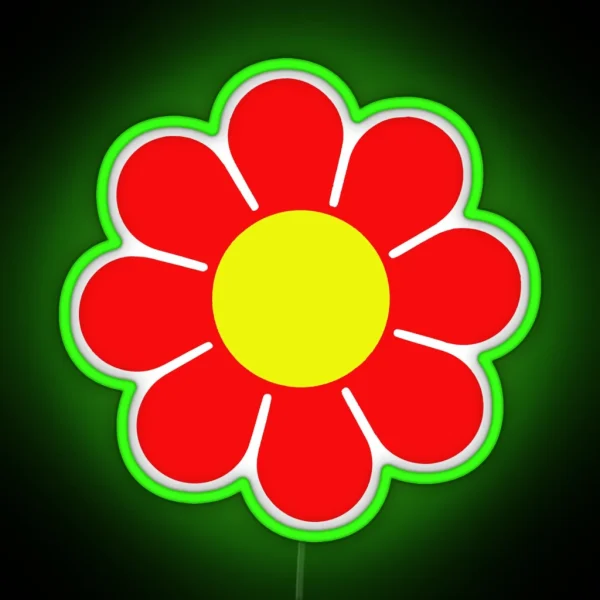Red Yellow Hippy Flower Daisy RGB Neon Sign