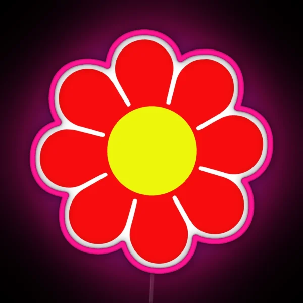 Red Yellow Hippy Flower Daisy RGB Neon Sign