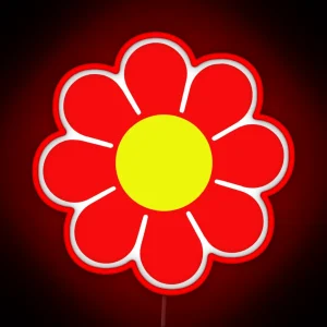 Red Yellow Hippy Flower Daisy RGB Neon Sign