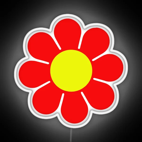 Red Yellow Hippy Flower Daisy RGB Neon Sign