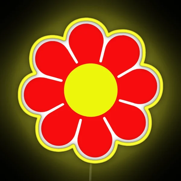 Red Yellow Hippy Flower Daisy RGB Neon Sign