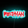 Neon red and blue LED art decor statement light box.