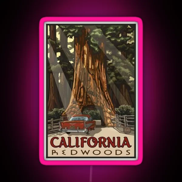 Redwood National Park California Vintage Travel Decal RGB Neon Sign