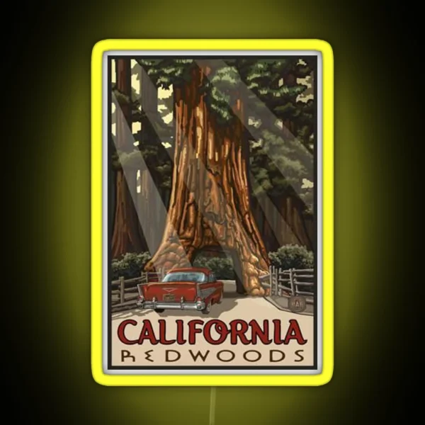 Redwood National Park California Vintage Travel Decal RGB Neon Sign
