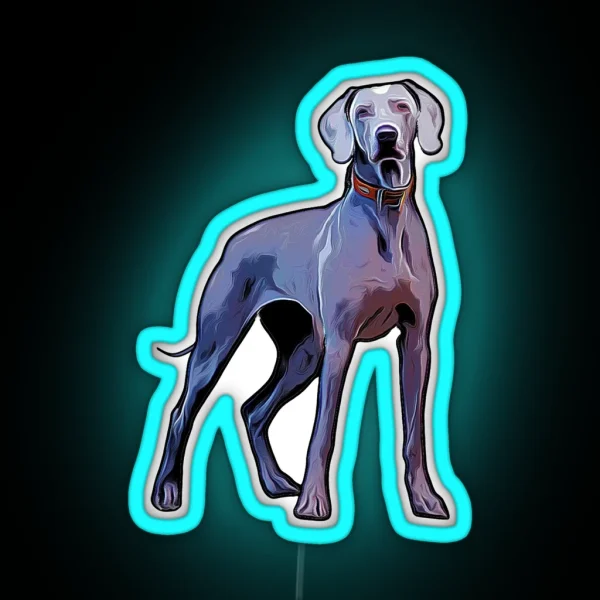 Regal Weimaraner Dog Silver Ghost Colorful Silhouette RGB Neon Sign