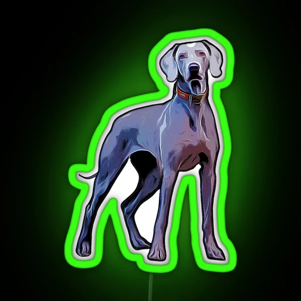 Regal Weimaraner Dog Silver Ghost Colorful Silhouette RGB Neon Sign