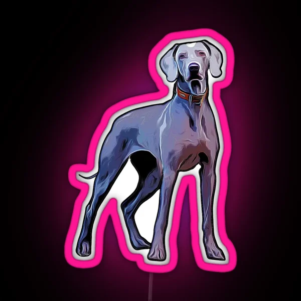Regal Weimaraner Dog Silver Ghost Colorful Silhouette RGB Neon Sign
