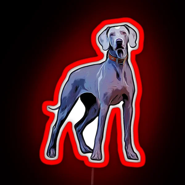 Regal Weimaraner Dog Silver Ghost Colorful Silhouette RGB Neon Sign