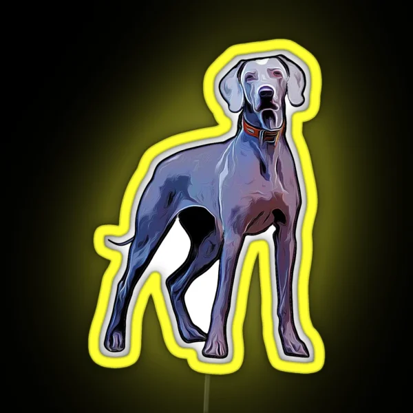 Regal Weimaraner Dog Silver Ghost Colorful Silhouette RGB Neon Sign