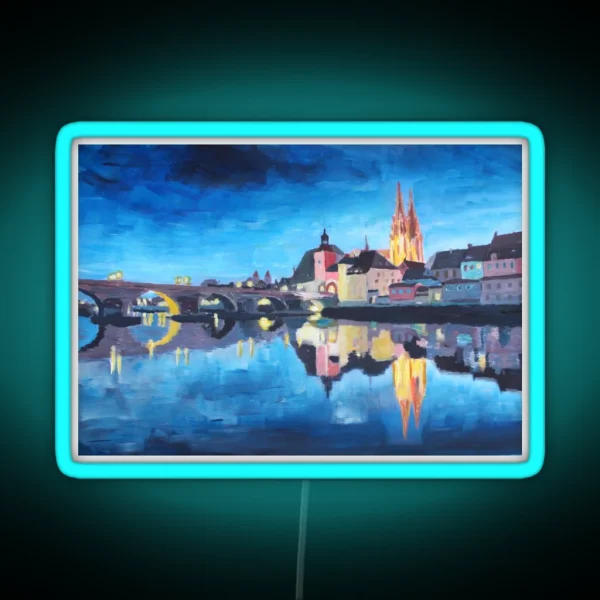 Regensburg Reflections At Dawn RGB Neon Sign
