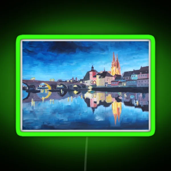 Regensburg Reflections At Dawn RGB Neon Sign