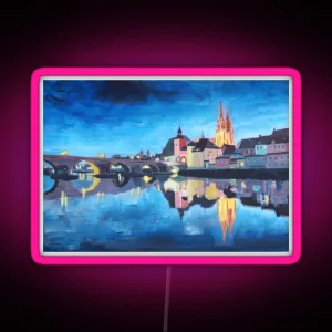 Regensburg Reflections At Dawn RGB Neon Sign