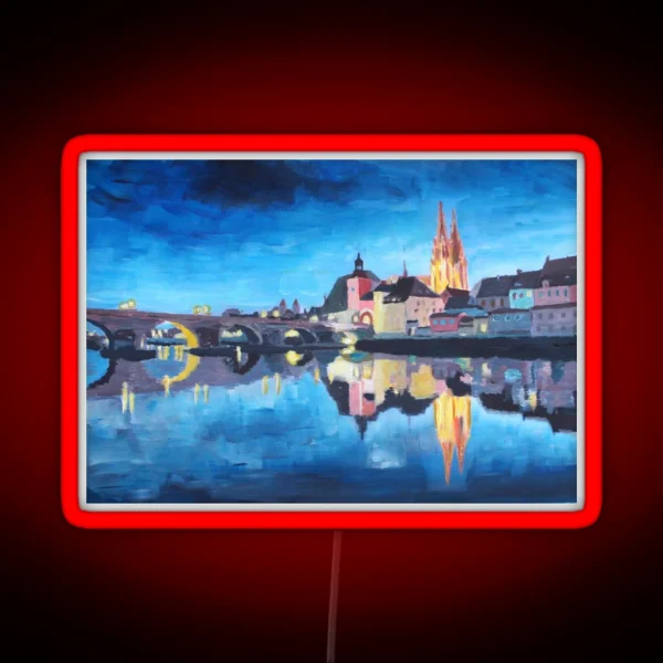 Regensburg Reflections At Dawn RGB Neon Sign